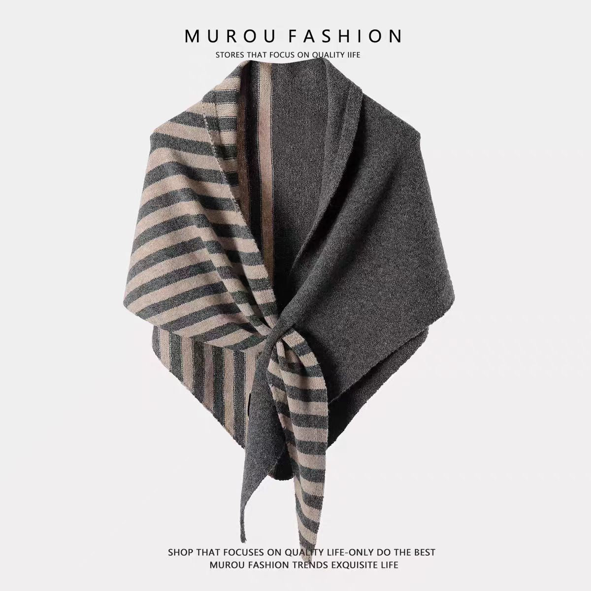 New Wool Color-block Striped Shawl For Women