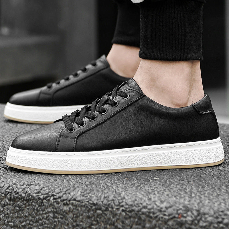Men's Business Genuine Leather Lace-up Soft Bottom Platform Sneakers